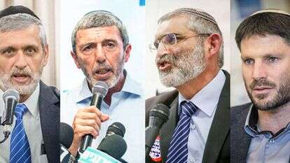 בצלאל סמוטריץ', מיכאל בן ארי, רפי פרץ ואלי ישי. צילומים: יונתן זינדל פלאש 90, אבישג שאר יישוב, הלל מאיר TPS