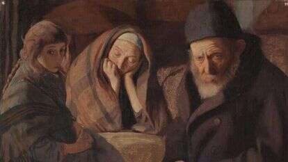 מאוריצי מניקובסקי, משפחת פליטים יהודים, 1915. | באדיבות המשכן לאמנות עין חרוד