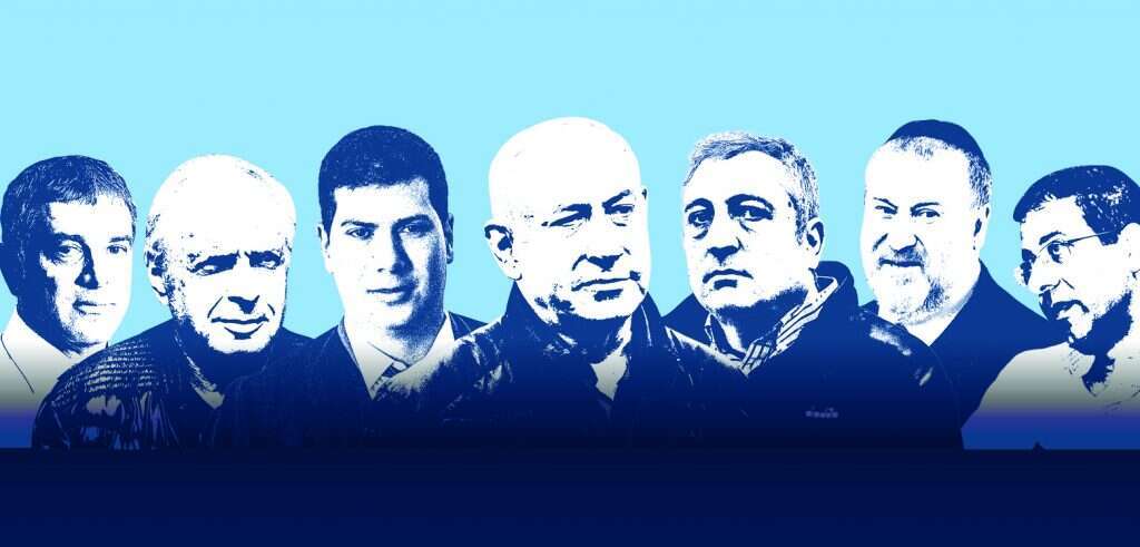 מימין לשמאל: ישועה, מנדלבליט, חפץ, נתניהו, עו"ד עמית חדד, אלוביץ ופילבר. צילומים: יוסי זליגר, הדס פרוש, יונתן זינדל, פלאש 90, יהושע יוסף, אריק סולטן