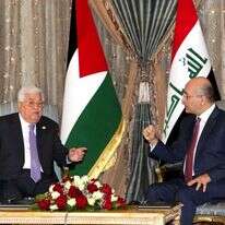 אבו מאזן ונשיא עיראק ברהם סאלח. | AFP