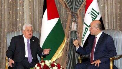 אבו מאזן ונשיא עיראק ברהם סאלח. | AFP