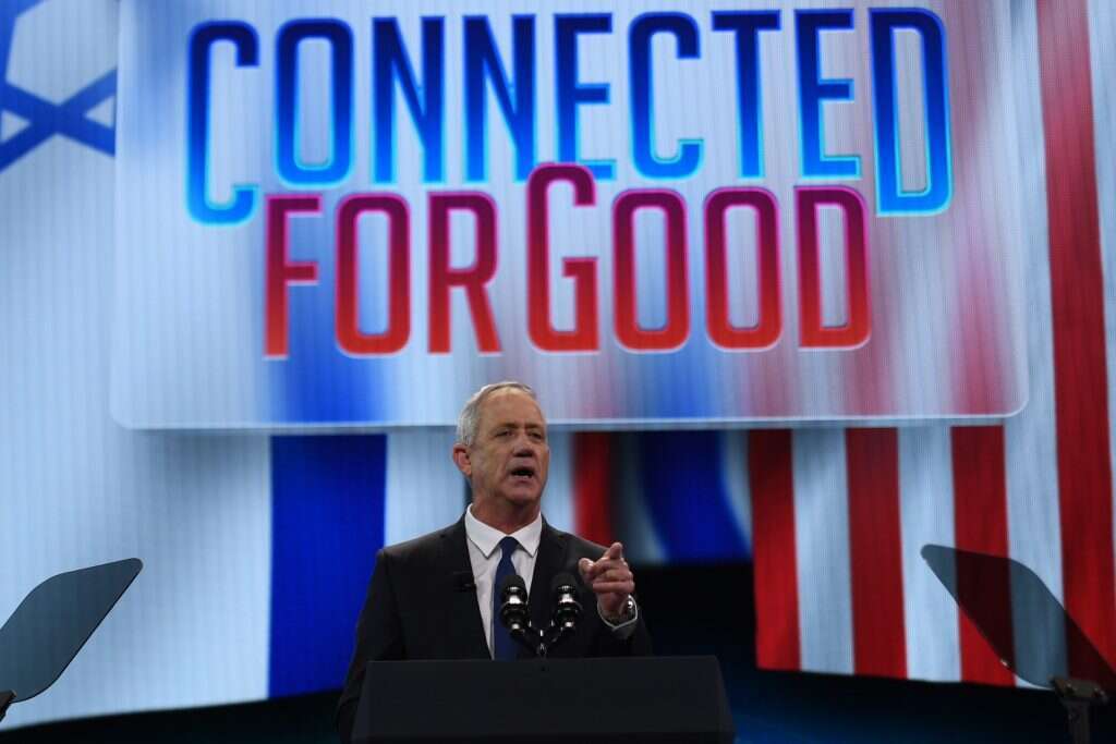 בני גנץ נואם בוועידת איפא"ק. | AFP