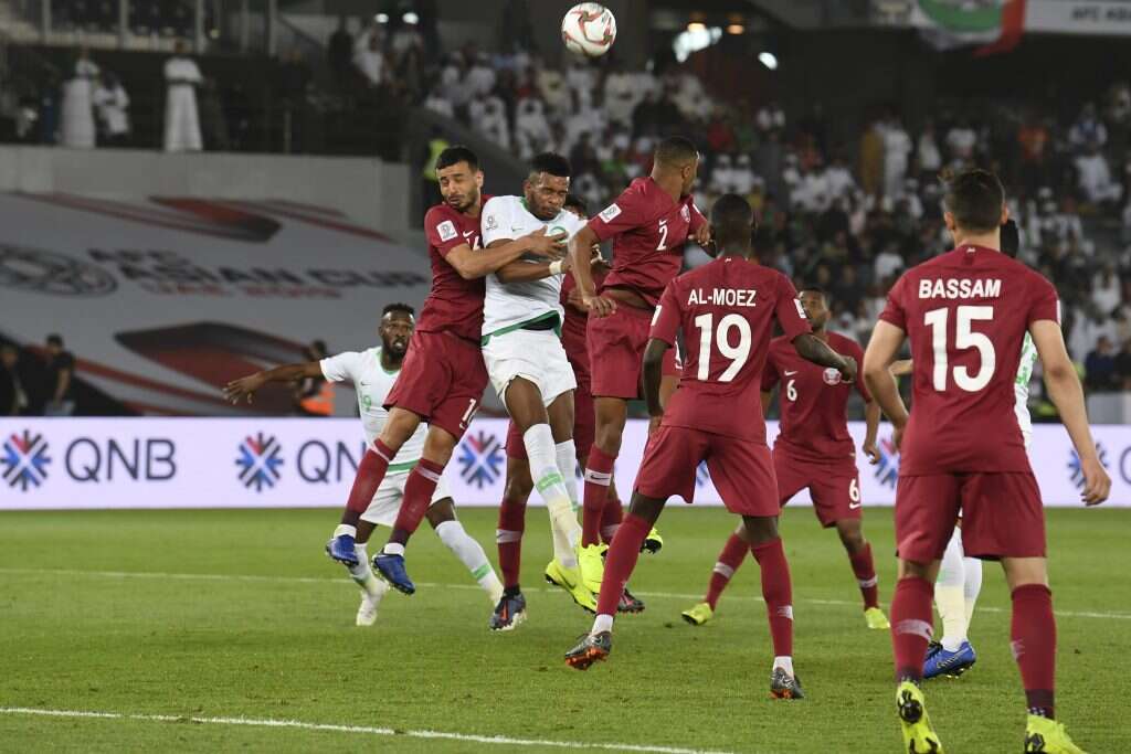 אצבע בעין לכל מדינות המפרץ. קטאר נגד סעודיה בגביע אסיה בכדורגל, 2019. | AFP