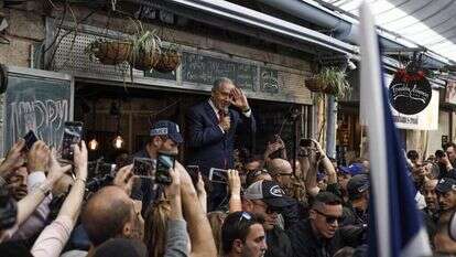 ראש הממשלה נתניהו בשוק מחנה יהודה, היום. | AFP