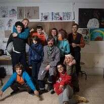 מקס אפשטיין ותלמידיו בסטודיו בירושלים. | הדס פרוש, פלאש 90