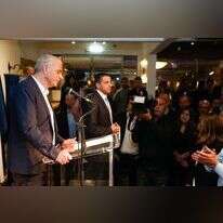 כחלון ופעילי מפלגתו במוצאי הבחירות. | רועי אלימה, פלאש 90