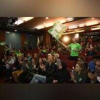 ראשי ופעילי מרצ בתום יום הבחירות. | יוסי זליגר