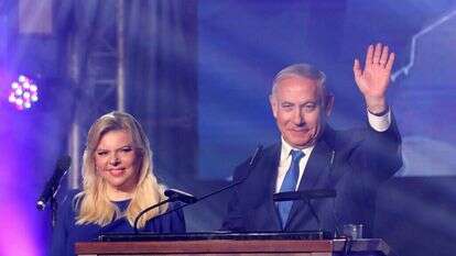 בנימין ושרה נתניהו בערב הבחירות. | EPA