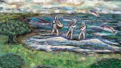 הנשים הן שדוחפות את העם לשירה ולגאולה. 'ניגון על המים' איור: רוני דרור ארט