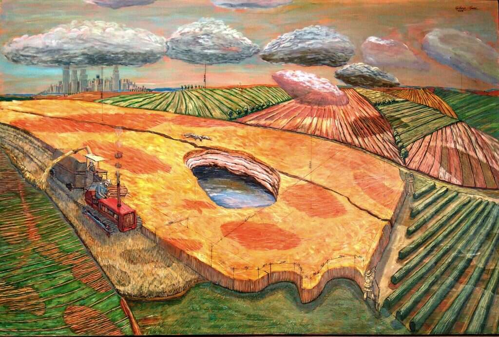 ההשפעה התרבותית של הציונות הדתית עדיין זניחה. ציור: האמן גדעון סער, 'חזרה לבתוליות הטבע'. מתוך התערוכה "קומפוזיציה בשלושה ממדים" המוצגת באולם האירועים בקאנטרי בחולון עד ה-15.5.19