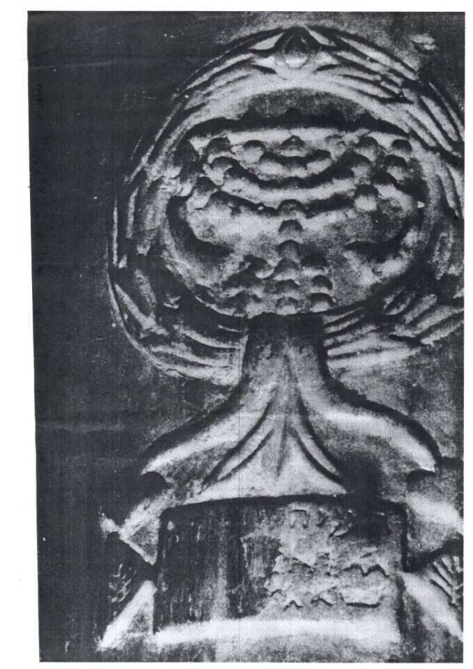 תחריט של מנורה שהתגלה בעזה. | אוסף ארכיון, מרכז קטיף