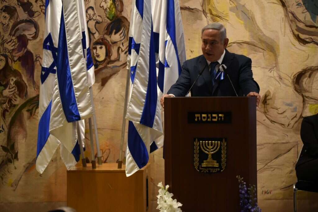 נתניהו בטקס ההשבעה לכנסת ה-21. | קובי ריכטר/TPS