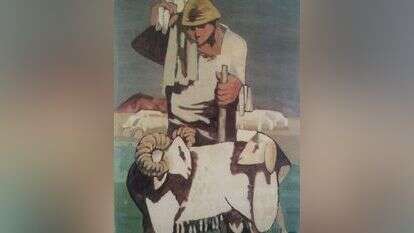 "ייחוס כוח כריזמטי למנהיג משתמע אוטומטית כחיובי". ציור: ליאו רוט, הרועה כסמל מנהיגות ביהדות, שמן על עץ לבוד, 1984. 
מתוך התערוכה "משא בזמן" שהוצגה בבית האמנים, ירושלים