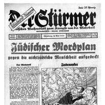 עמוד השער בעיתון התעמולה הנאצי Der Stürmer. מאי 1934. | המוזיאון היהודי בברלין