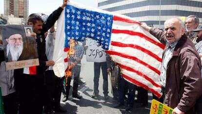 הפגנה נגד העיצומים האמריקניים בטהרן. | EPA