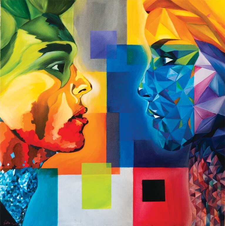 נטע ויצטום, מערכת יחסים, שמן על קנבס, 2016. מתוך תערוכת יחיד של האמנית שתוצג בתאטרון הסימטה בת"א החל מ-4 ביולי 2019