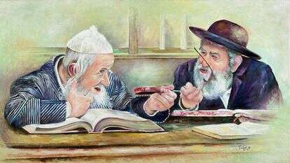 רבים מן הלומדים נרדמים בין "ברוך שאמר" ל"ויברך דוד". ציור: מנוחה ינקלביץ, שמן על בד, 2016