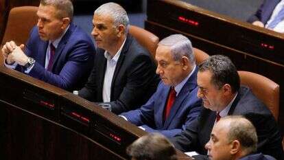 בנימין נתניהו ושרי הליכוד. 29.5.2019. | AFP בנימין נתניהו ושרי הליכוד. 29.5.2019. | AFP