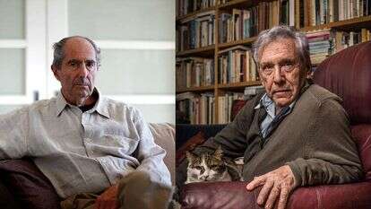 הסופר עמוס עוז והסופר פיליפ רות. צילומים: אריק סולטן, רויטרס הסופר עמוס עוז והסופר פיליפ רות. צילומים: אריק סולטן, רויטרס