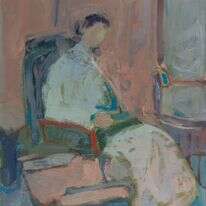 הדמות עוצבה באופן שיגרום לקורא לשאול מהו סוד קסמה בעיני הגיבורה. ציור: יעקב צים, "דמות". 1968. | אברהם חי. הוצג במסגרת התערוכה "לתלפיות" בגלריה אורייתא