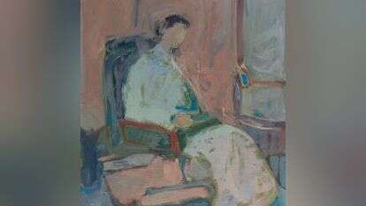 הדמות עוצבה באופן שיגרום לקורא לשאול מהו סוד קסמה בעיני הגיבורה. ציור: יעקב צים, "דמות". 1968. | אברהם חי. הוצג במסגרת התערוכה "לתלפיות" בגלריה אורייתא