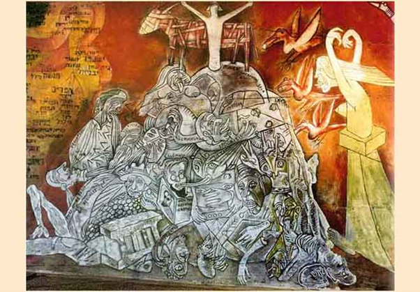 אברהם אופק, ישראל, חלום ושברו, 1984-1988, אקריליק על בטון. מוצג באוניברסיטת חיפה. | באדיבות משפחת אופק