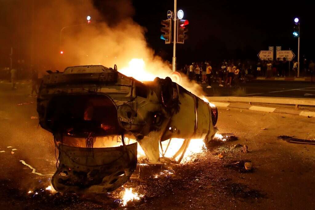 מחאת יוצאי אתיופיה אמש בנתניה. | AFP
