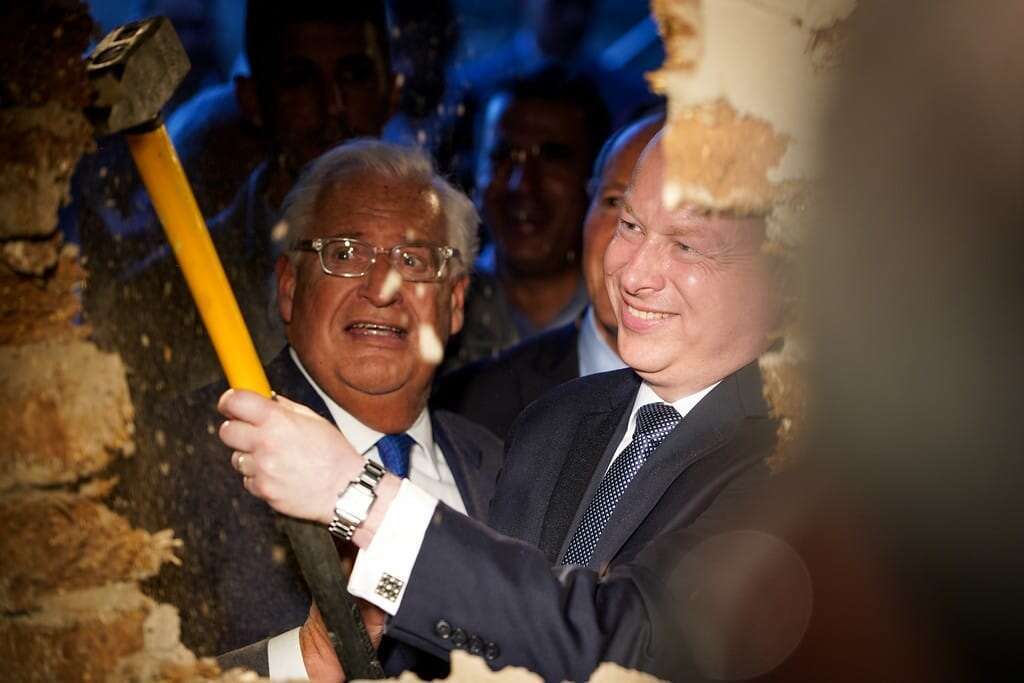 ג'ייסון גרינבלט ודיוויד פרידמן בחנוכת דרך עולי הרגל, השבוע. | רונן טופלברג, באדיבות עיר דוד