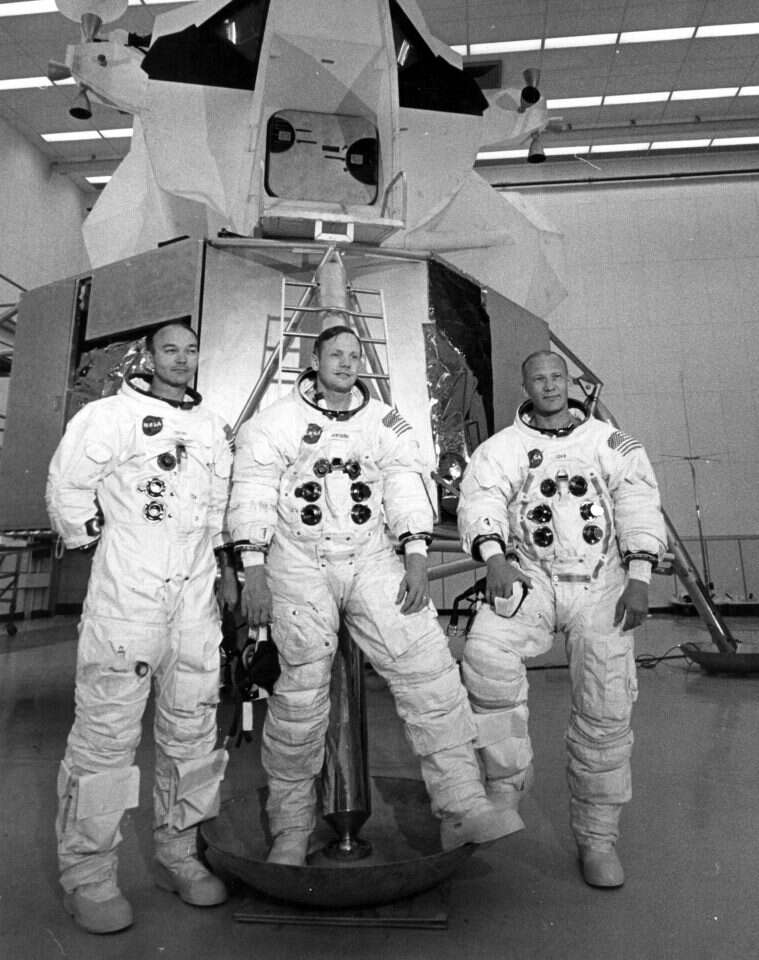 האסטרונאוטים של אפולו 11: אדווין "באז" אולדרין, ניל ארמסטרונג ומייקל קולינס. | גטי אימג'ס