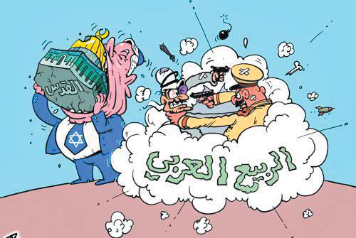 נתניהו מוצג כחזיר שאוכל את מסגד אל־אקצא