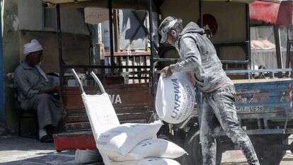 פעיל אונר"א ברצעות עזה, בשבוע שעבר. | AFP פעיל אונר"א ברצעות עזה, בשבוע שעבר. | AFP