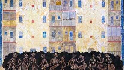 כשדמות רבנית נתפסת בקלקלתה, כוחות התנגדות פועלים בניסיון למזער את חומרת האירוע ולצמצמו. ציור: חנן מזל, כאילו כלום לא קרה, 2019 . מתוך התערוכה "קול האות" המוצגת ברובע האמנים, חוצות היוצר, ירושלים