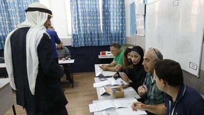 קלפי בטייבה, בבחירות באפריל. | AFP