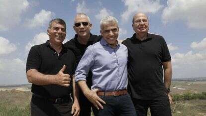 ראשי כחול-לבן: בוגי יעלון, יאיר לפיד, בני גנץ וגבי אשכנזי. | יהודה פרץ ראשי כחול-לבן: בוגי יעלון, יאיר לפיד, בני גנץ וגבי אשכנזי. | יהודה פרץ