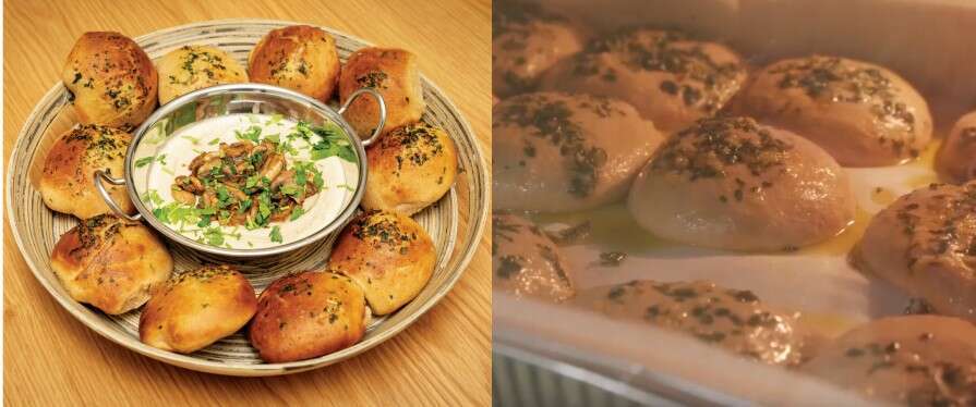 לחמניות שום מקמח כוסמים - לפני ואחרי. צילומים: | מסך מהסרטון, הלל מאיר