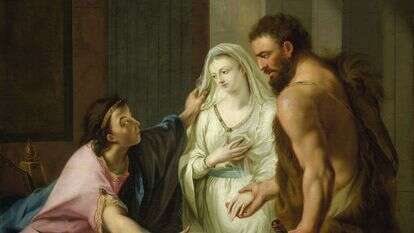 הפסיכולוג האמין ששפת הגוף של אלישה והציורים שציירה לפני הרצח - כמו הדיוקן העצמי "אלקסטיס" - יכולים ללמד על האמת שלה. הרקולס מונע את הקרבתה של אלקסטיס למען בעלה אדמטוס. ציור: יוהן היינריך טישיין, גרמניה, 1780 לערך. גלריה גרדה בסאנז', ברלין