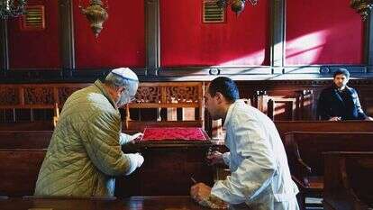 הרב עזרא פיגו כיהן כדרשן הראשי במקום. בית הכנסת הספרדי העתיק בוונציה. | גטי אימג'ס