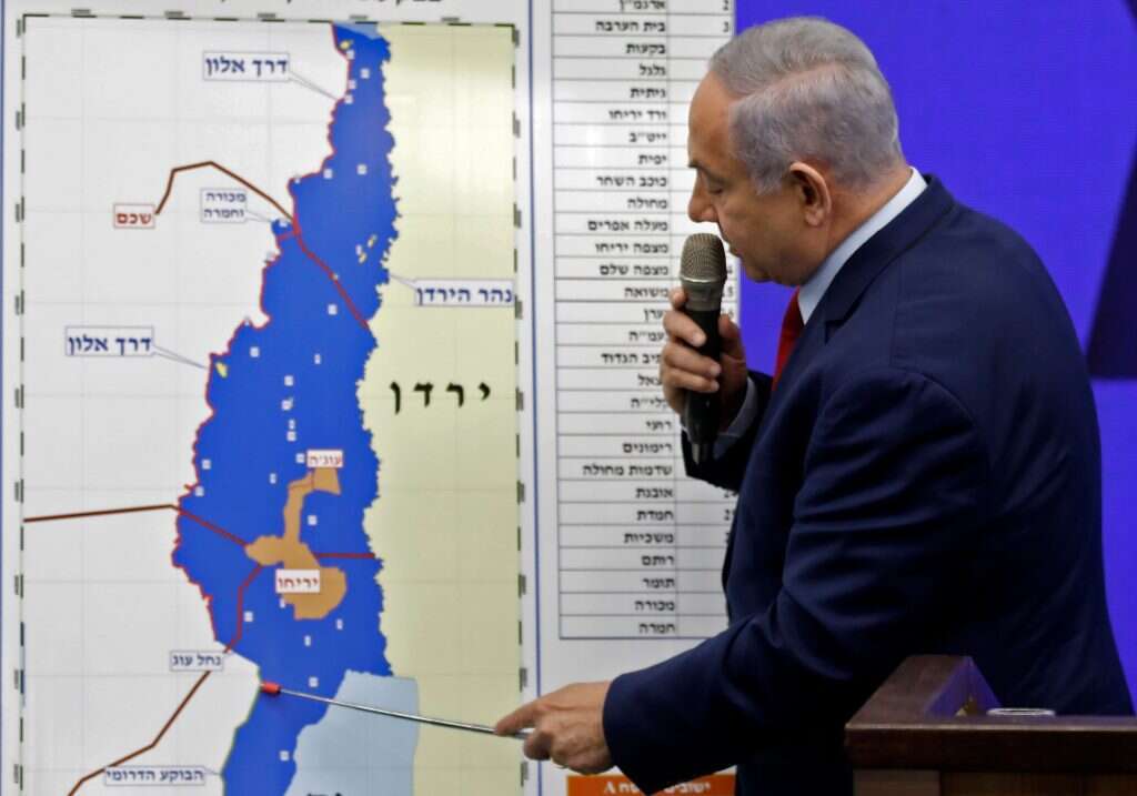 בנימין נתניהו מציג את תוכניתו להחלת הריבונות בבקעת הירדן | AFP