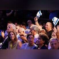 כנס בחירות של מפלגת כחול לבן. למצולמים אין קשר לכתבה. | AFP