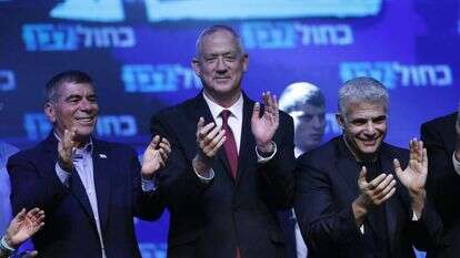 ראשי כחול־לבן במוצאי יום הבחירות. | EPA