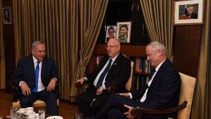 נתניהו וגנץ בפגישה עם הנשיא ריבלין. | חיים צח - לע"מ