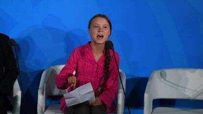 גרטה טונברי באו"ם, השבוע. | AFP