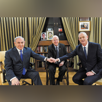 Netanyahu and Gantz at President's residence. Photo: Haim Zach, GPO