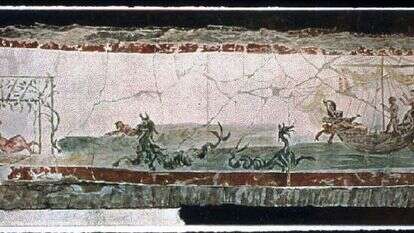 ציור קיר בקטקומבה של קליסטוס, תחילת המאה ה 3. | המוזיאון הארכיאולוגי של הוותיקן