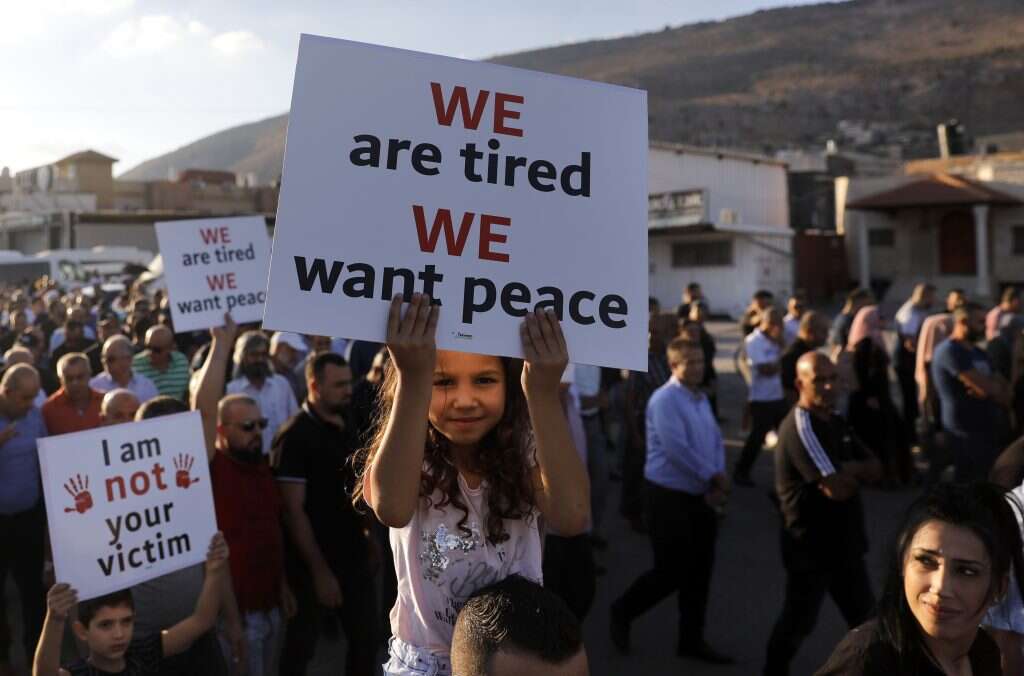 עצרת נגד אלימות במגזר הערבי. | AFP