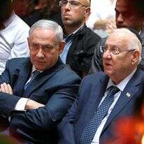 נתניהו וריבלין בטקס זיכרון לחללי מלחמת יום הכיפורים. | EPA