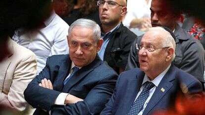 נתניהו וריבלין בטקס זיכרון לחללי מלחמת יום הכיפורים. | EPA