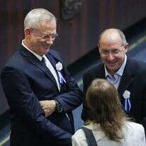 אבי ניסנקורן ובני גנץ בטקס ההשבעה לכנסת ה-21. אפריל 2019. | נועם ריבקין פנטון, פלאש 90