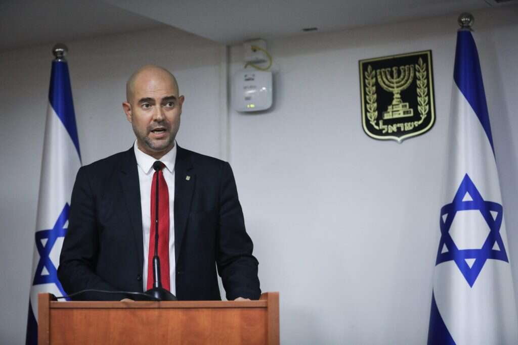 אמיר אוחנה בנאומו השבוע. | יונתן זינדל, פלאש 90