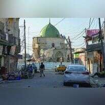 המסגד במוסול שבו הכריז אל־בגדדי על הקמת המדינה האסלאמית. | AFP המסגד במוסול שבו הכריז אל־בגדדי על הקמת המדינה האסלאמית. | AFP